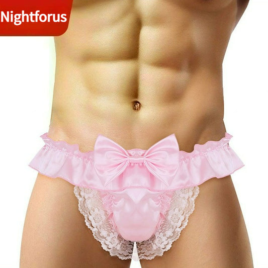 Men's Lace G-String Thong Low Rise Bulge Pouch Underwear