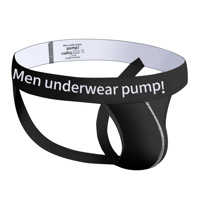 Men's Cotton Jockstrap T-Back Thong - Low Rise Athletic Pouch Underwear