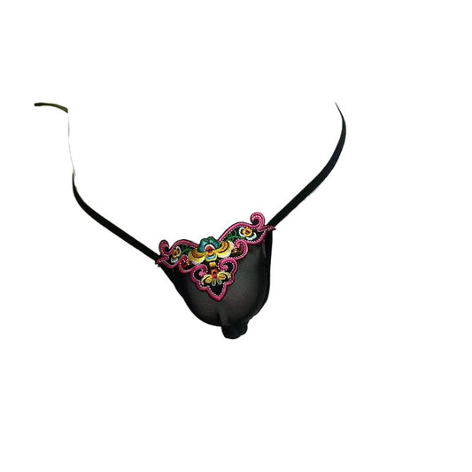 Chinese Style Oriental Embroidery Lace Thong