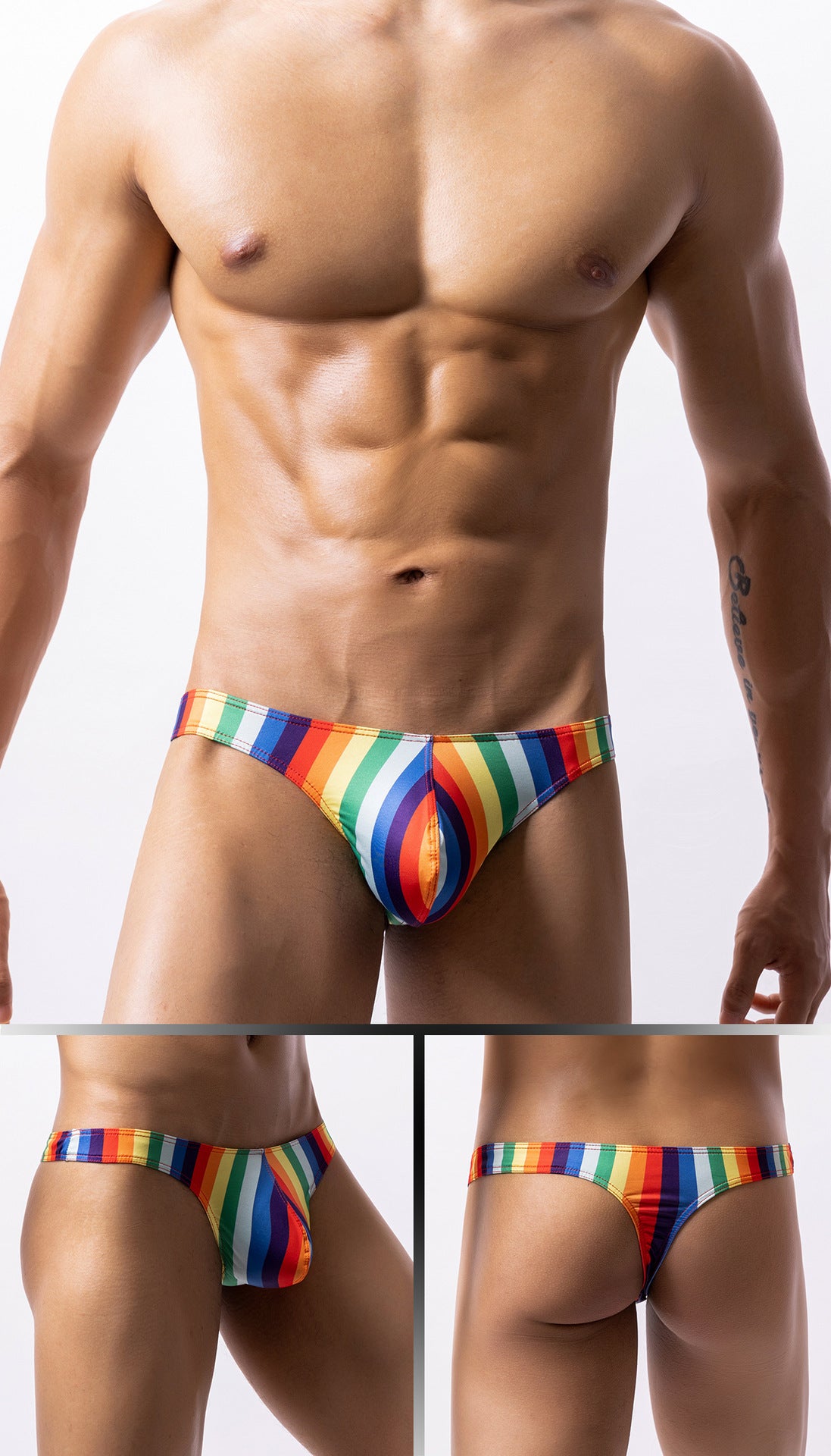 Rainbow Print Briefs - Vibrant Pride Party Thong