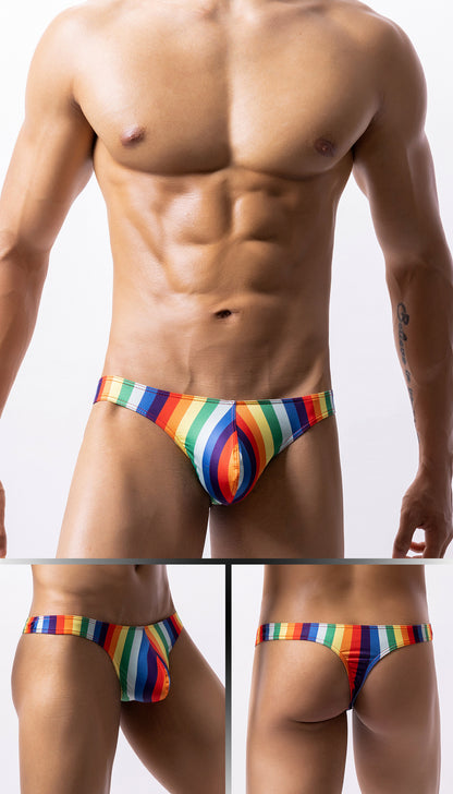 Rainbow Print Briefs - Vibrant Pride Party Thong