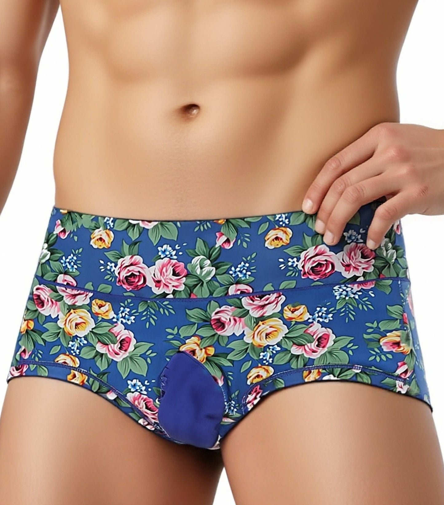 Men's Plus Size Satin Silk Floral Briefs