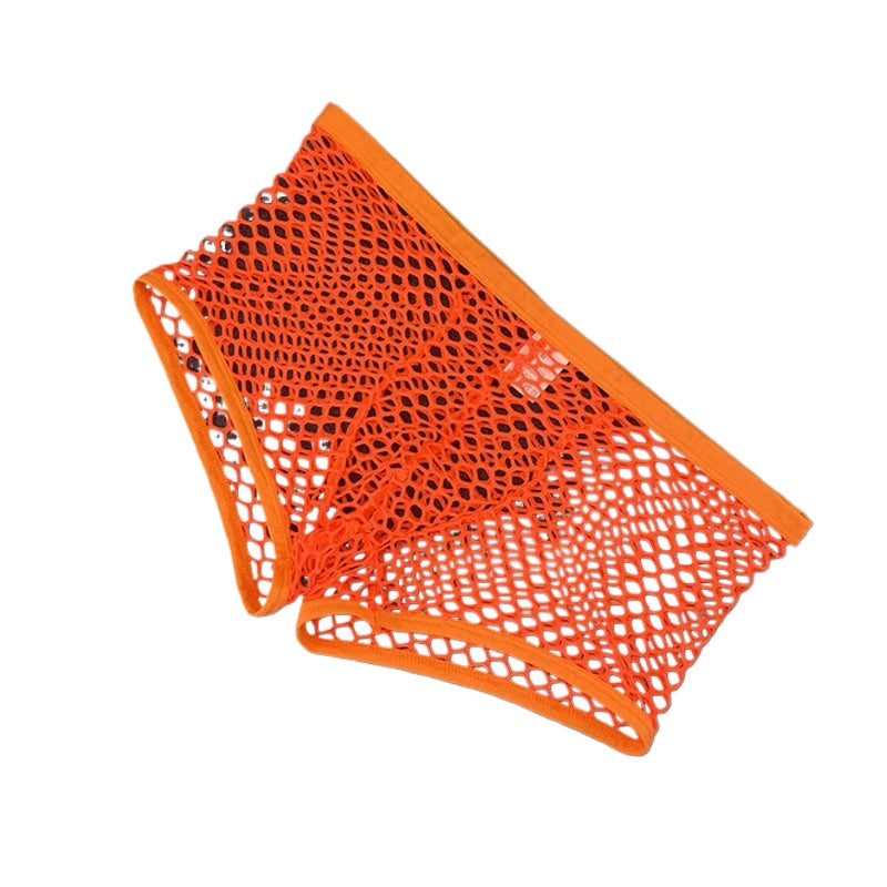 Men's Large Hole Mesh Boxers - Breathable Low Waist Trunks