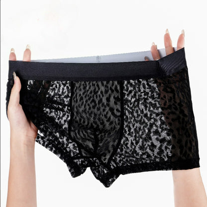Nightforus Leopard Mesh Boxer Briefs Mid-Rise