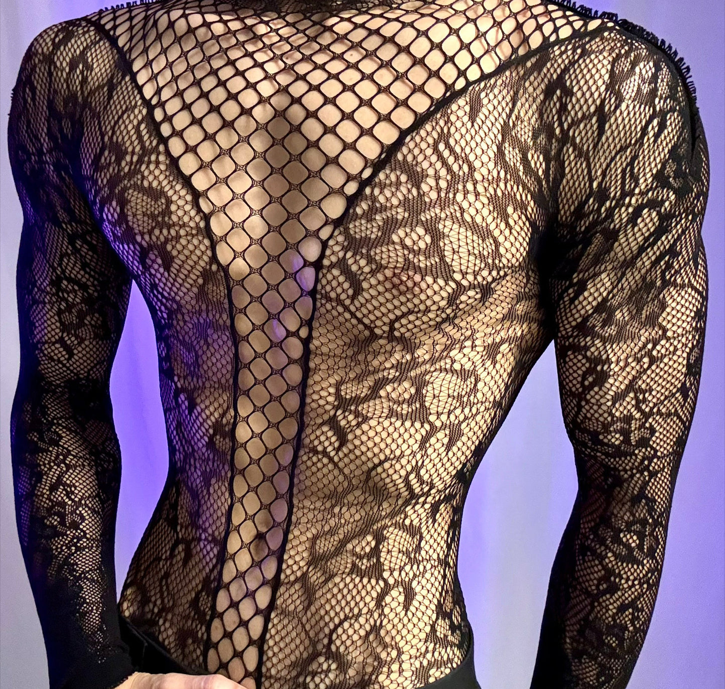 High Neck Fishnet Body Stocking Sheer Mesh