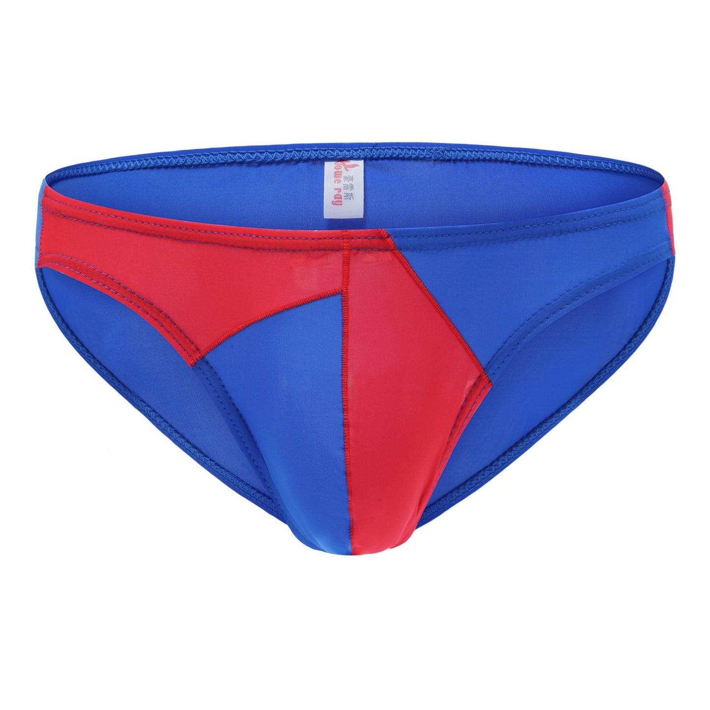 Men's Ice Silk Briefs - Color Block Low Rise Silky Bikini Underwear