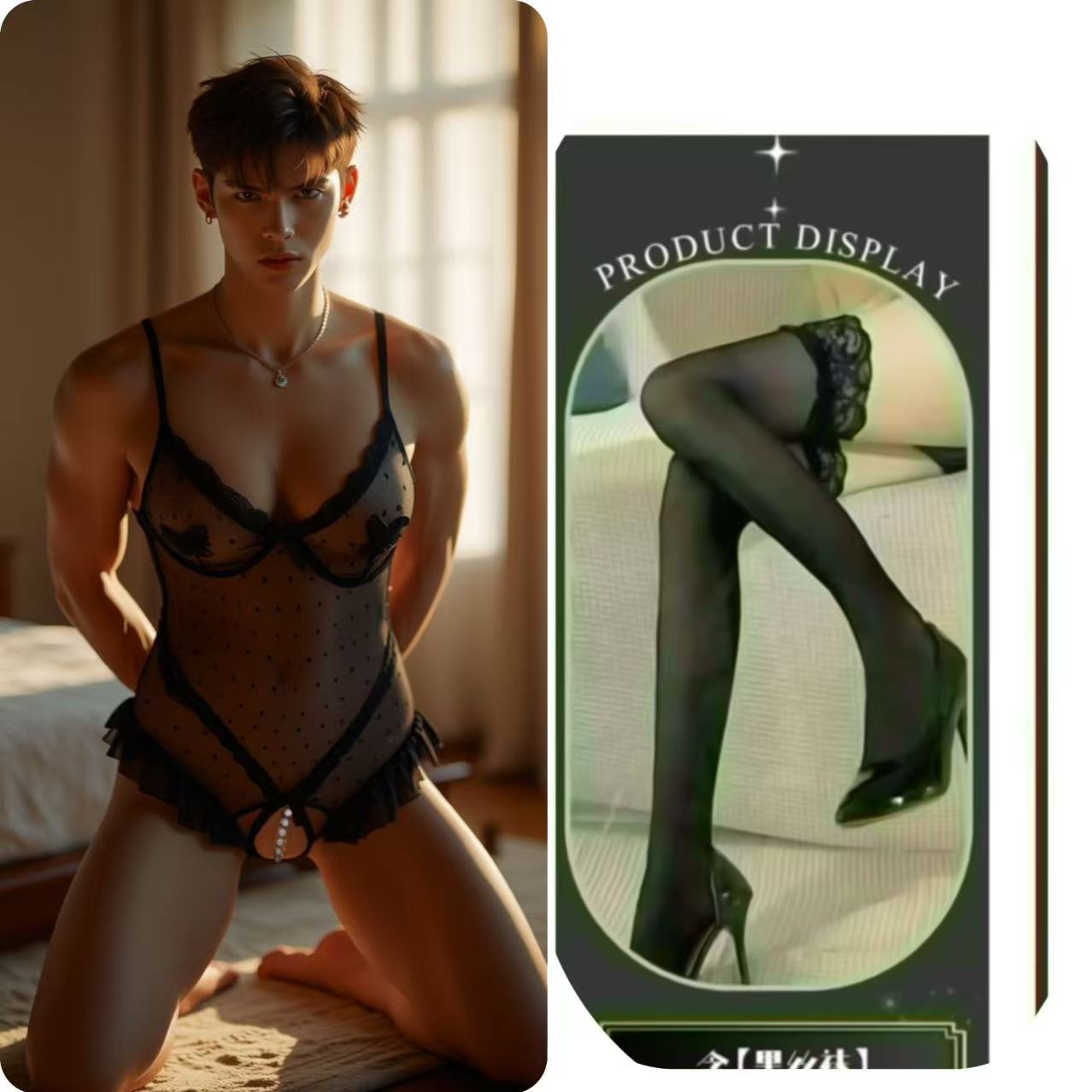 Plus Size Crotchless Pearl Massage Teddy Sheer Lace Bundle
