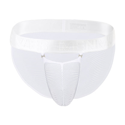 Mesh Jock Brief 3D Pouch High-Cut Metal Accent