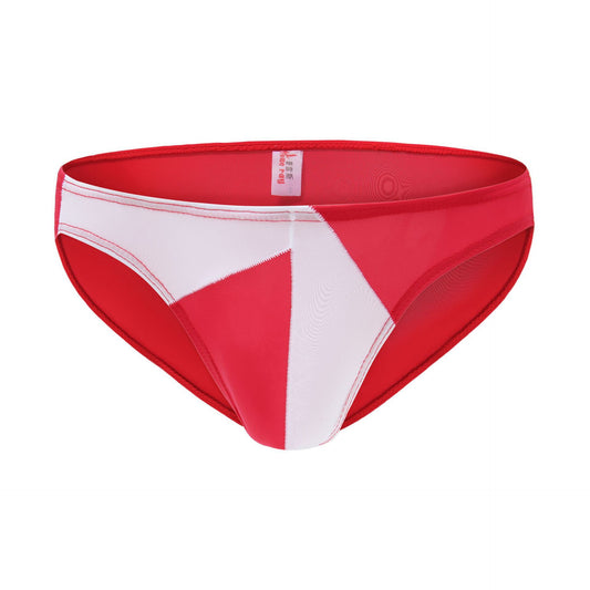 Men's Ice Silk Briefs - Color Block Low Rise Silky Bikini Underwear