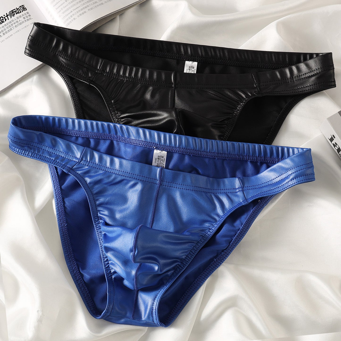Faux Leather Breathable Briefs High Shine Wet Look Body Silhouette