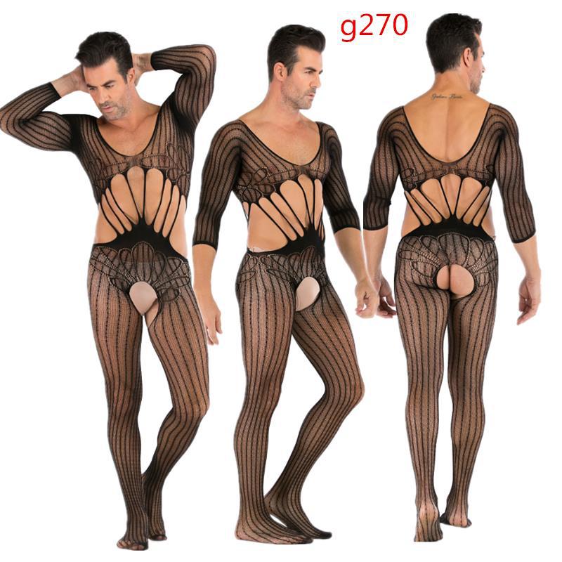 Seamless Male Crotchless Bodysuit - Sheer Footed Silk Lingerie