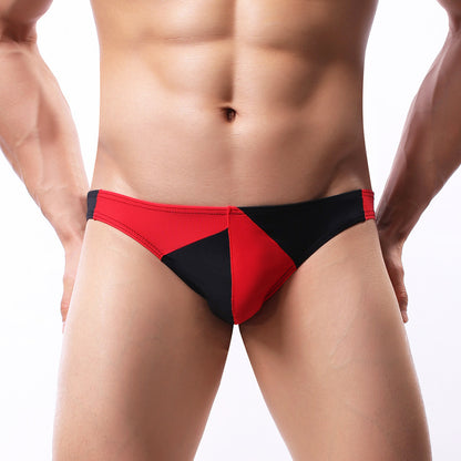 Men's Ice Silk Briefs - Color Block Low Rise Silky Bikini Underwear