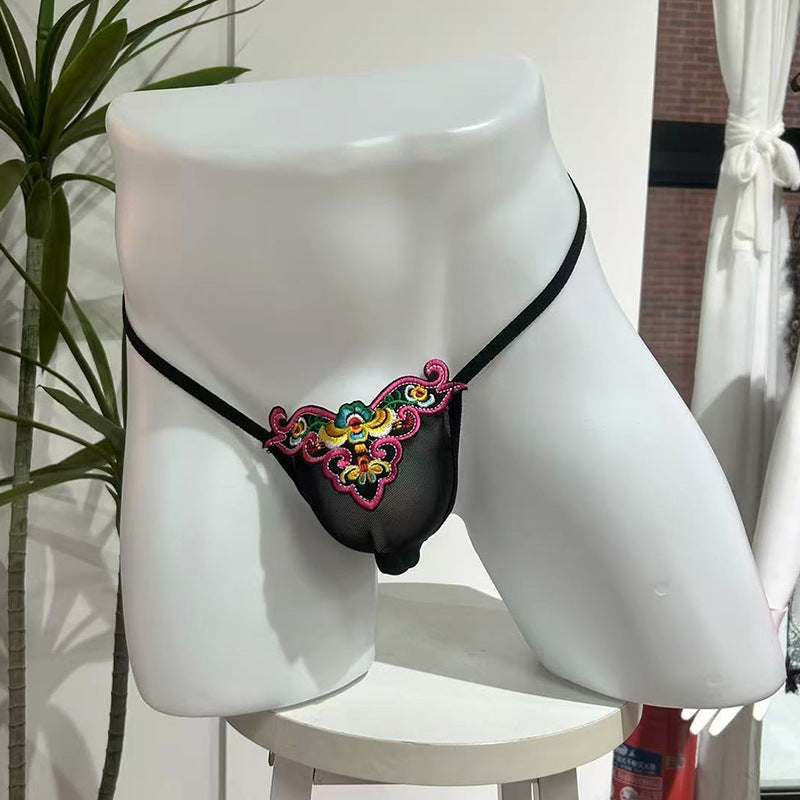 Chinese Style Oriental Embroidery Lace Thong
