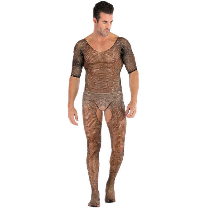 Seamless Male Crotchless Bodysuit - Sheer Footed Silk Lingerie
