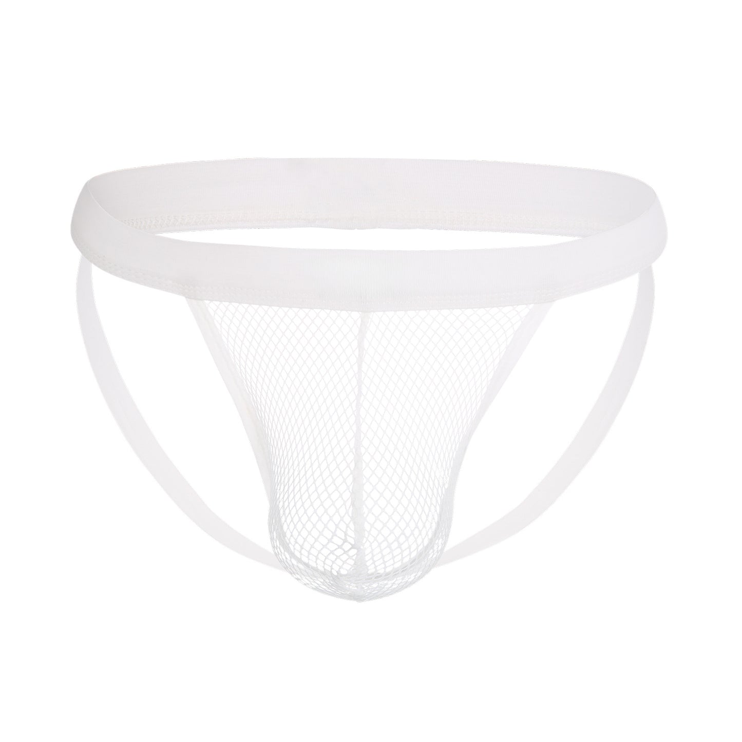 Men's Fishnet Jockstrap T-Back - U-Pouch Low Rise Open Back Mesh Thong