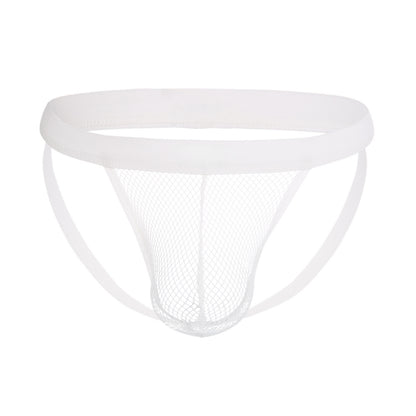 Men's Fishnet Jockstrap T-Back - U-Pouch Low Rise Open Back Mesh Thong
