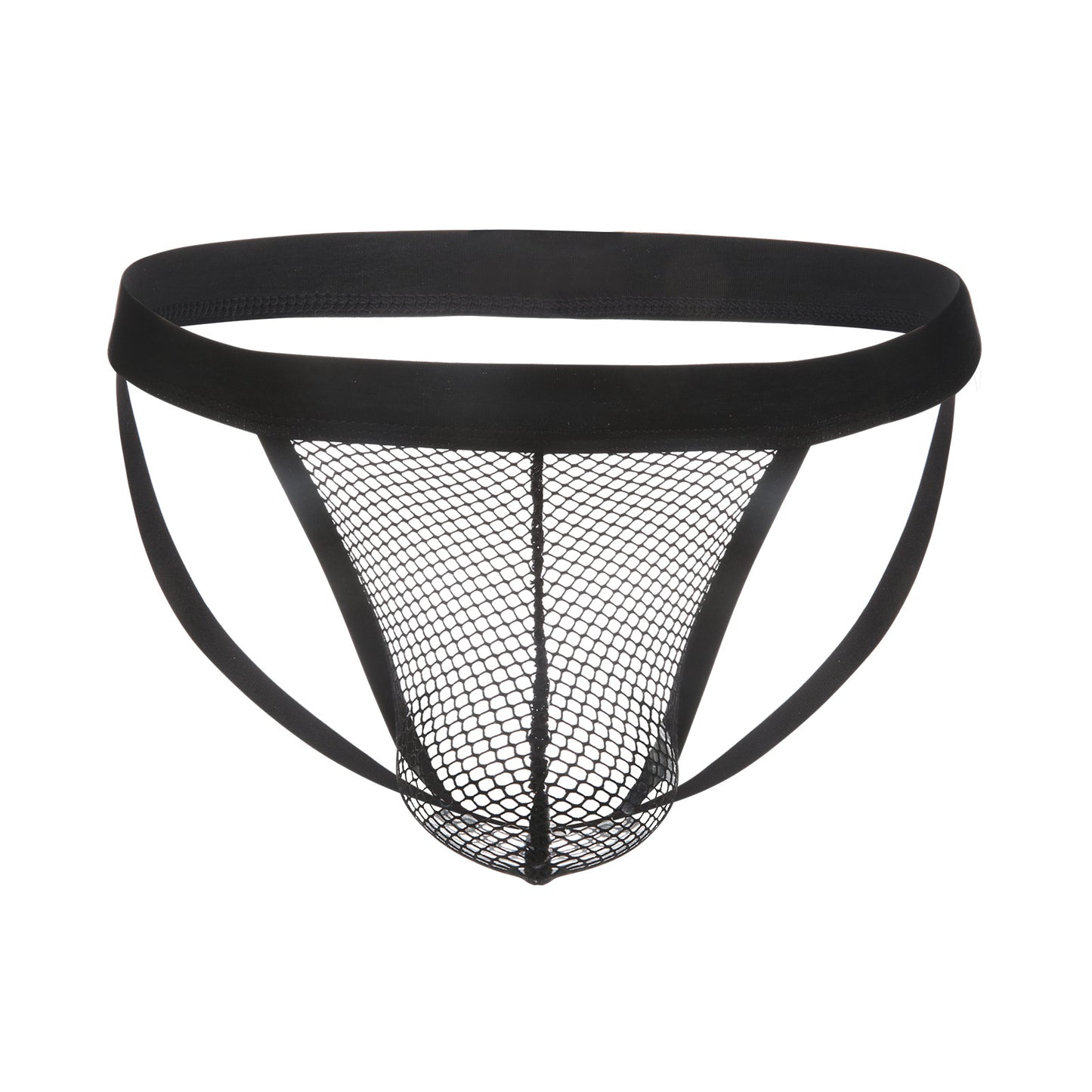 Men's Fishnet Jockstrap T-Back - U-Pouch Low Rise Open Back Mesh Thong