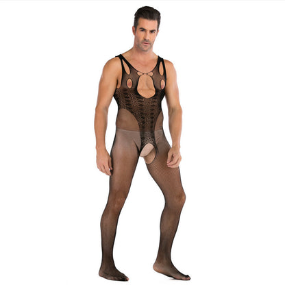 Seamless Male Crotchless Bodysuit - Sheer Footed Silk Lingerie
