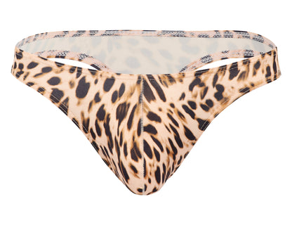 Leopard print bikini bottom on a white background