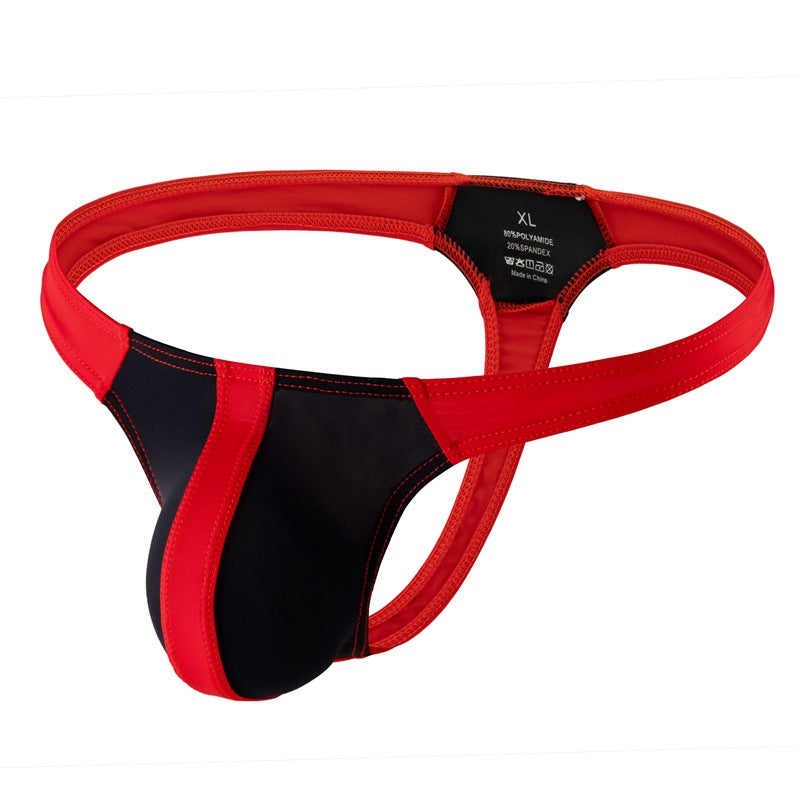 Men's Ice Silk Thong Bikini - Color Block Striped Low Rise Breathable Underwear
