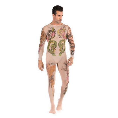 Seamless Male Crotchless Bodysuit - Sheer Footed Silk Lingerie