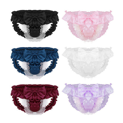 Men's Lace G-String Thong Low Rise Bulge Pouch Underwear
