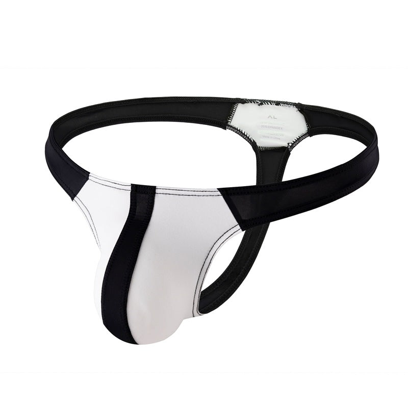 Men's Ice Silk Thong Bikini - Color Block Striped Low Rise Breathable Underwear