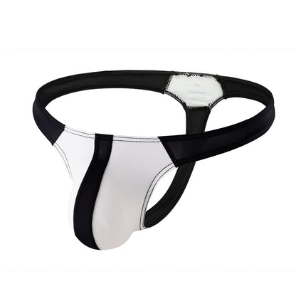 Men's Ice Silk Thong Bikini - Color Block Striped Low Rise Breathable Underwear