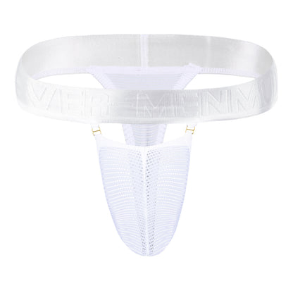 Men's Mesh Jock Thong Wide Waistband Metal Buckle 3D Pouch