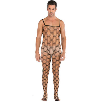 Seamless Male Crotchless Bodysuit - Sheer Footed Silk Lingerie