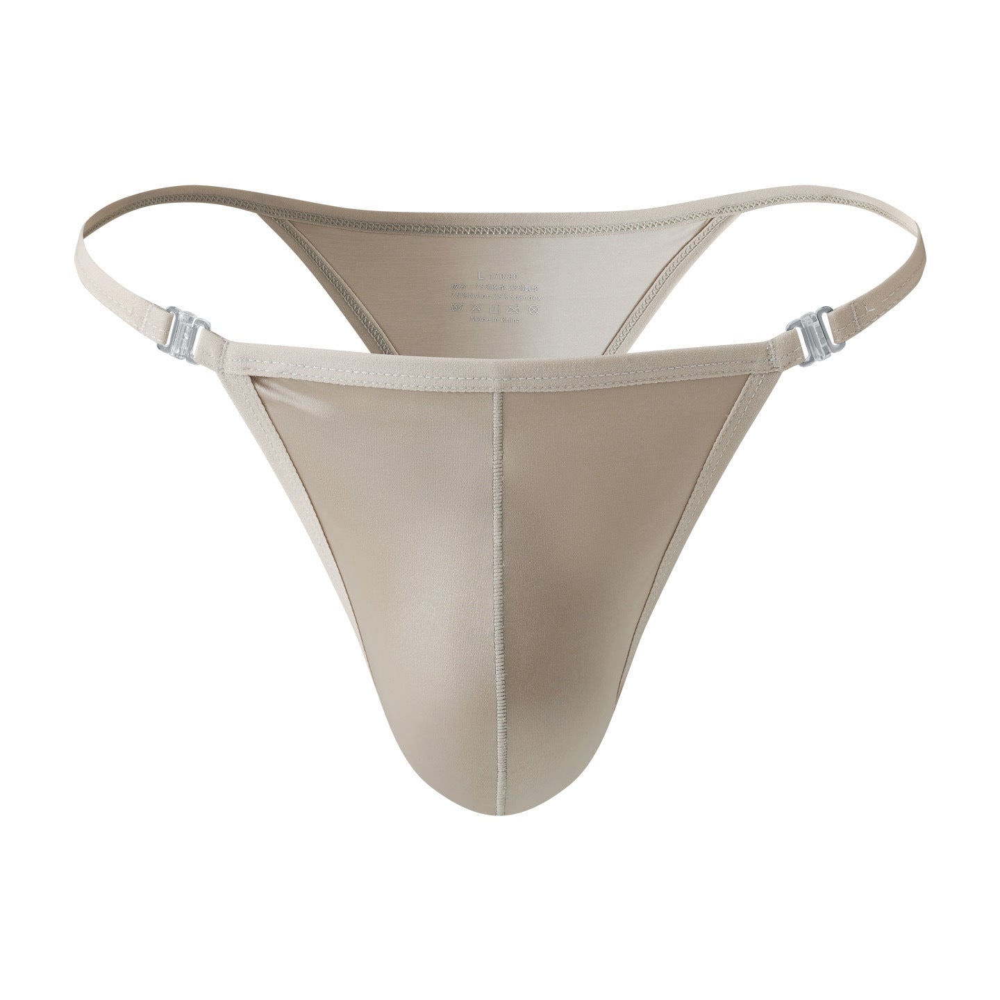 Men's High Cut Thong Ice Silk Hollow Out Metal Buckle Bulge Pouch Nightclub Underwear