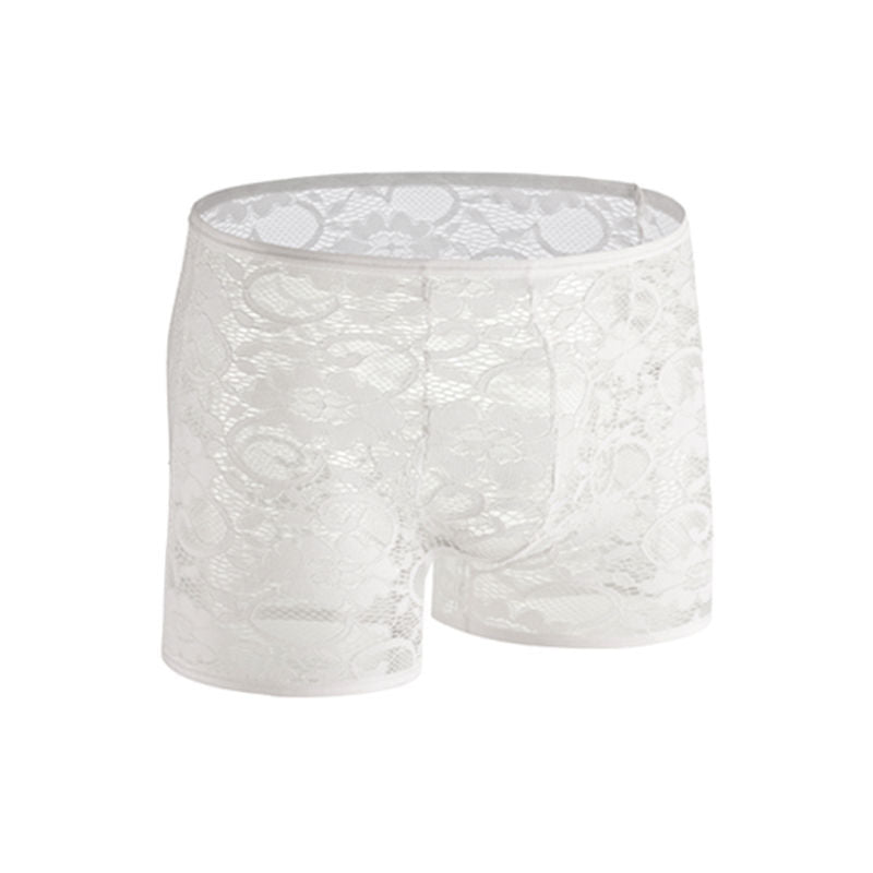 Men's Sheer Lace Boxer Briefs - Sexy Semi-Transparent Underwear
