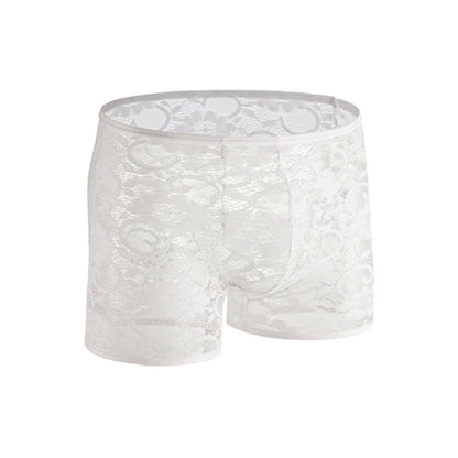 Men's Sheer Lace Boxer Briefs - Sexy Semi-Transparent Underwear