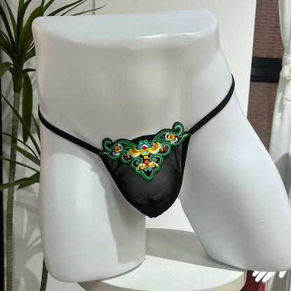 Chinese Style Oriental Embroidery Lace Thong