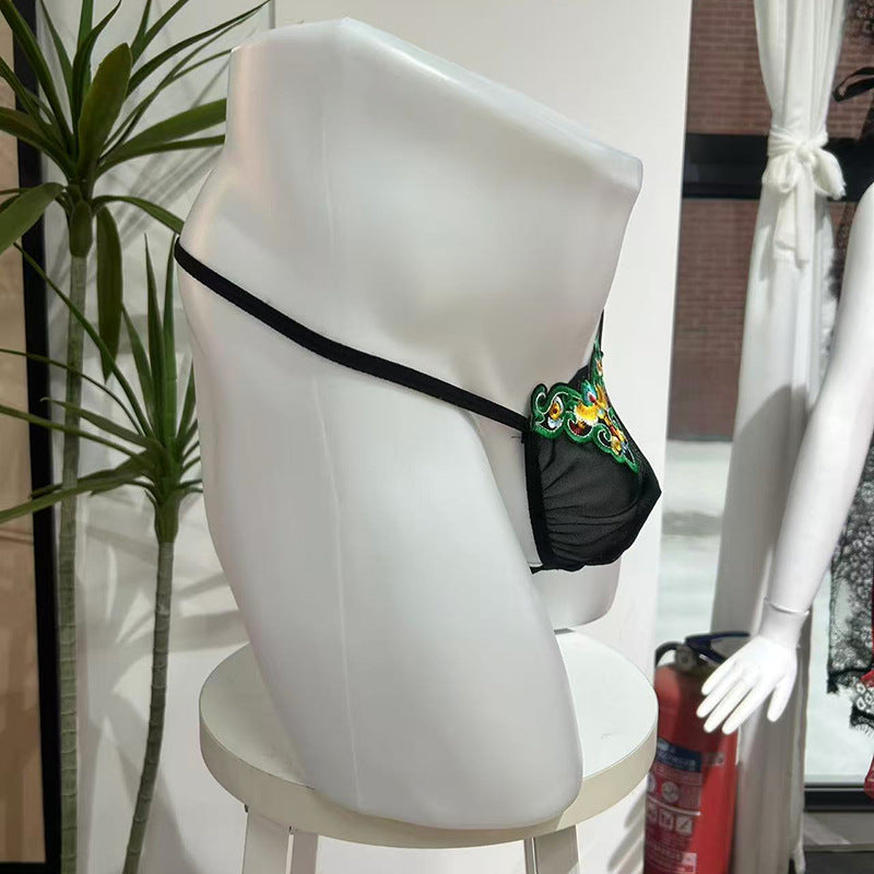 Chinese Style Oriental Embroidery Lace Thong