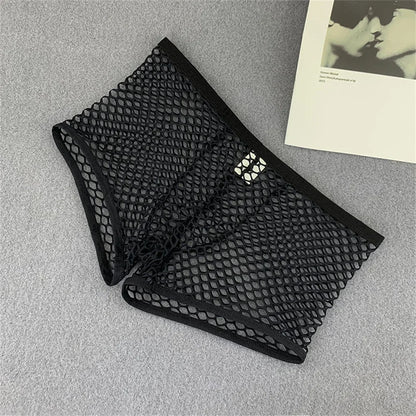 Men's Large Hole Mesh Boxers - Breathable Low Waist Trunks