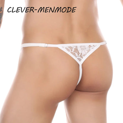 Men's Sexy Lace Thong - Adjustable Side Buckle G-String