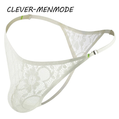 Men's Sexy Lace Thong - Adjustable Side Buckle G-String