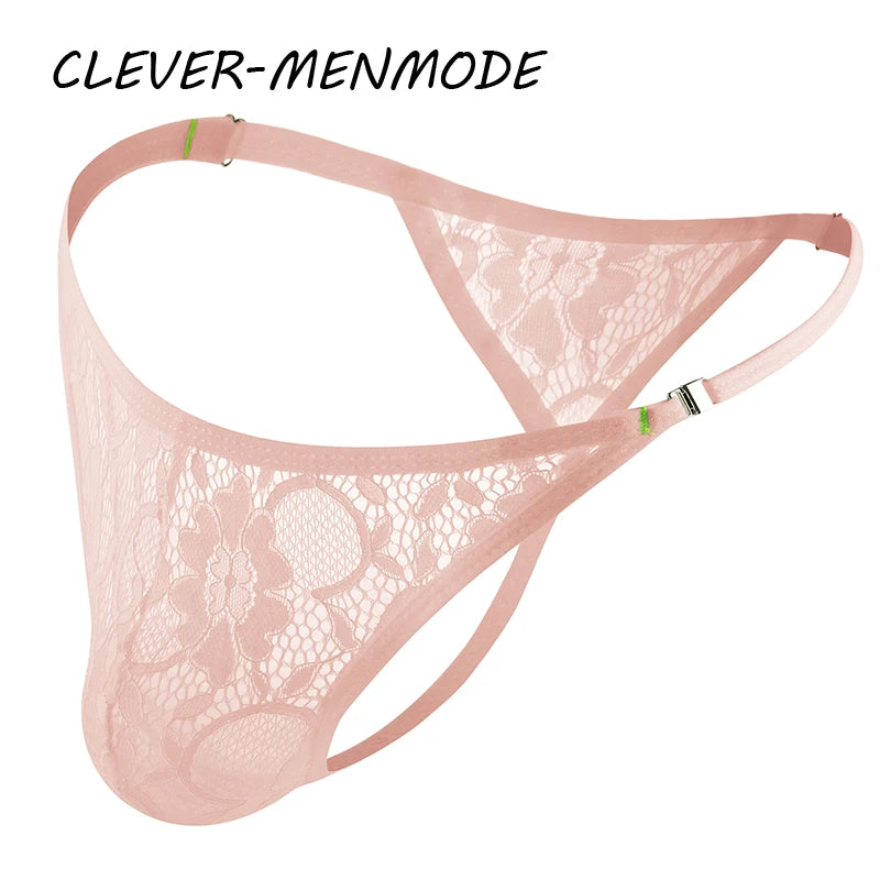 Men's Sexy Lace Thong - Adjustable Side Buckle G-String