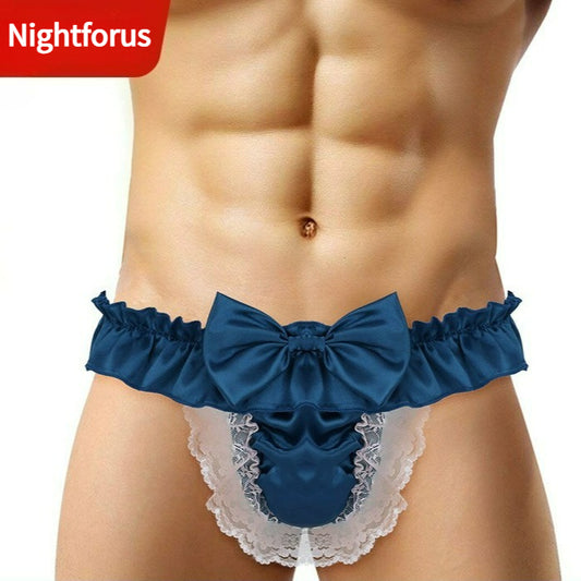 Men's Lace G-String Thong Low Rise Bulge Pouch Underwear