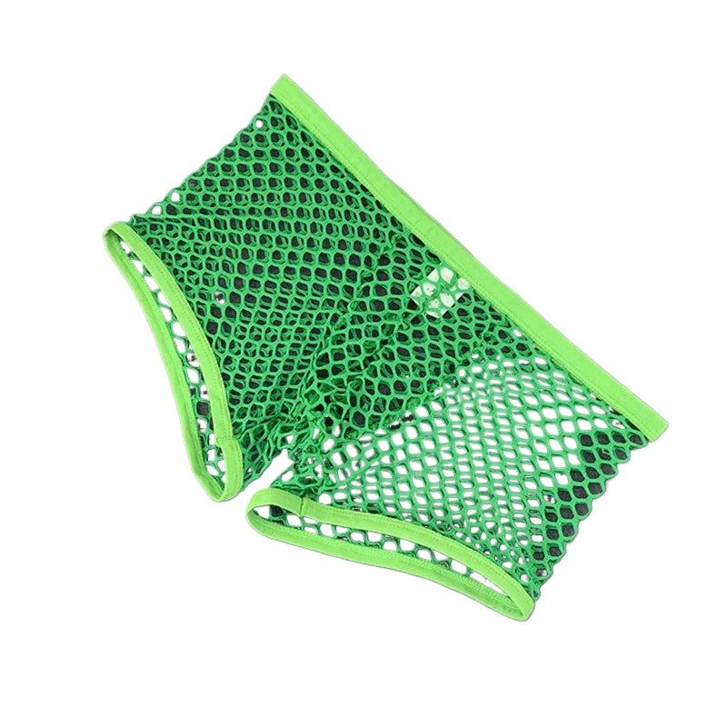 Men's Large Hole Mesh Boxers - Breathable Low Waist Trunks